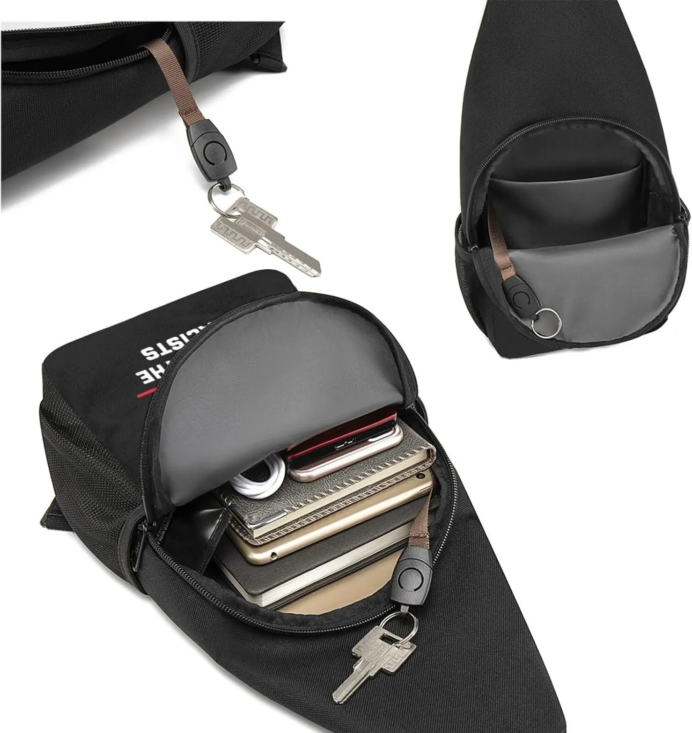 Keep The Immigrants Deport The Racists Unisex Chest Bag Lightweight Crossbody Shoulder Bag Travel Pocket Black