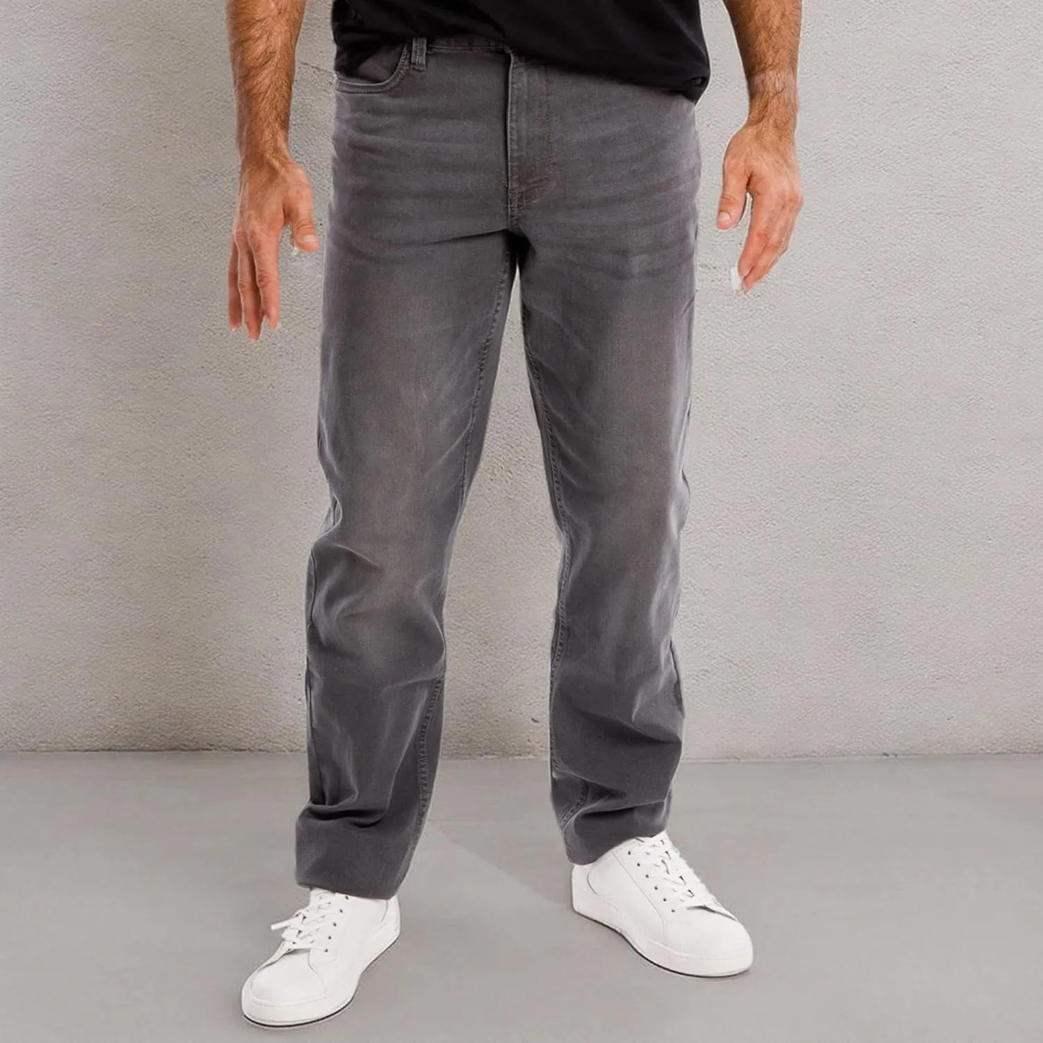 Kenneth Cole Mens Jeans Athletic Fit - Roomier Fit in Waist, Hip, and Thighs - Flexible Stretch Denim - Straight Leg Jeans