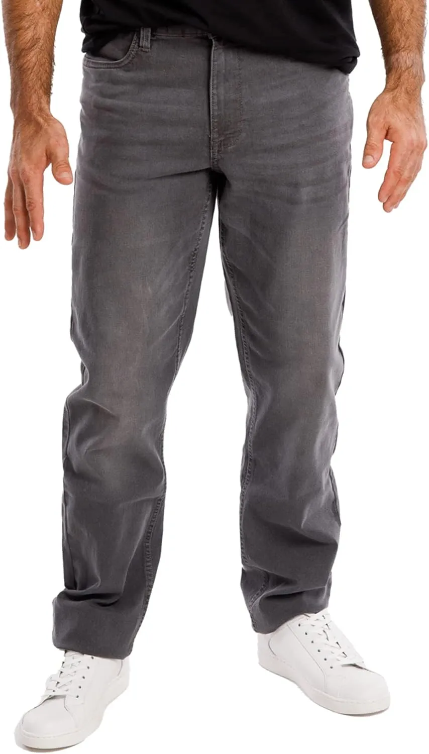 Kenneth Cole Mens Jeans Athletic Fit - Roomier Fit in Waist, Hip, and Thighs - Flexible Stretch Denim - Straight Leg Jeans