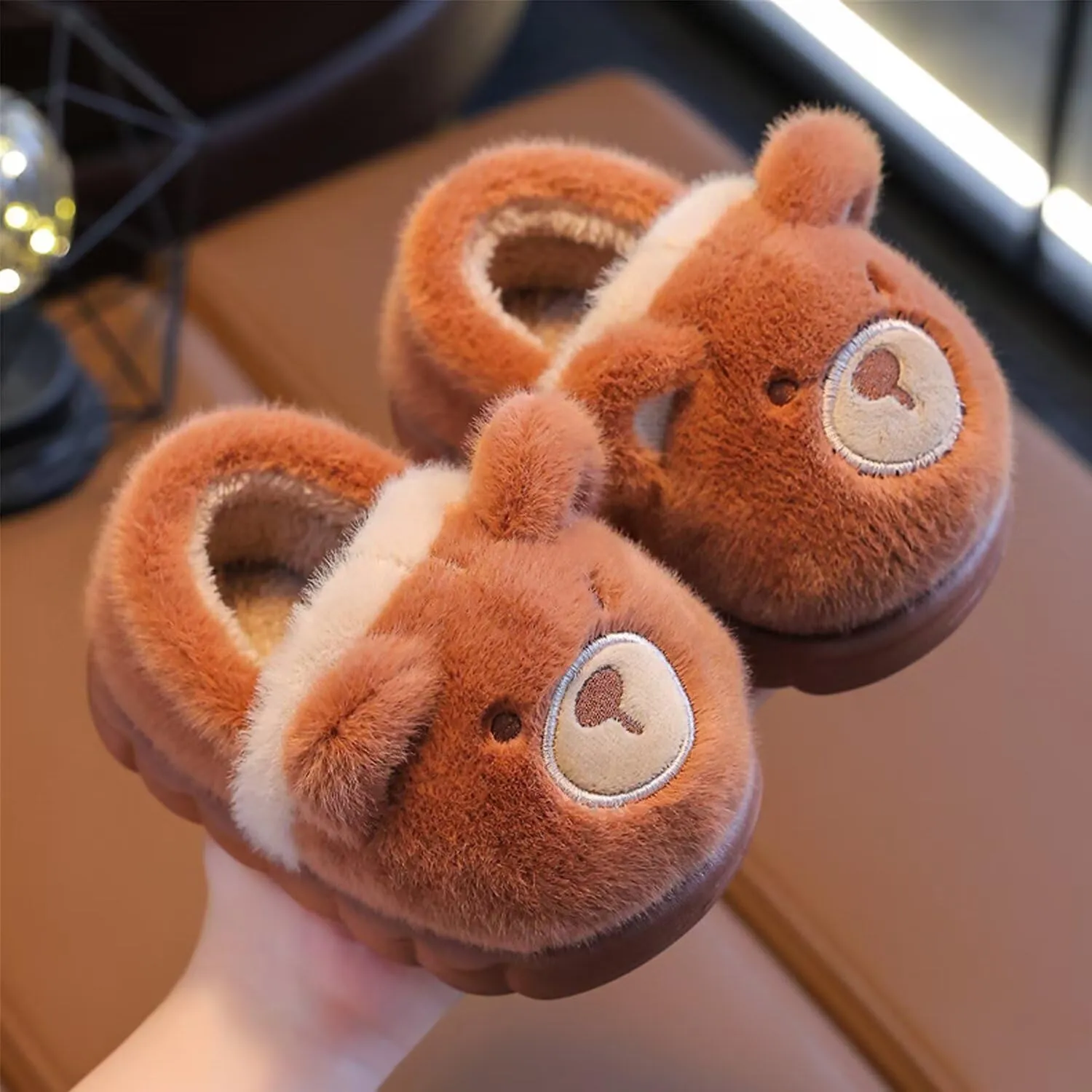 KEYUSHOP Toddler Slippers Boys Girls Kids House Slippers Animal Slippers Bear Bunny Frog Cow Slippers Non-slip Preppy Slippers Warm Winter Fuzzy Slippers Indoor Outdoor House Shoes