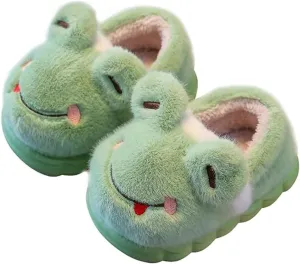 KEYUSHOP Toddler Slippers Boys Girls Kids House Slippers Animal Slippers Bear Bunny Frog Cow Slippers Non-slip Preppy Slippers Warm Winter Fuzzy Slippers Indoor Outdoor House Shoes