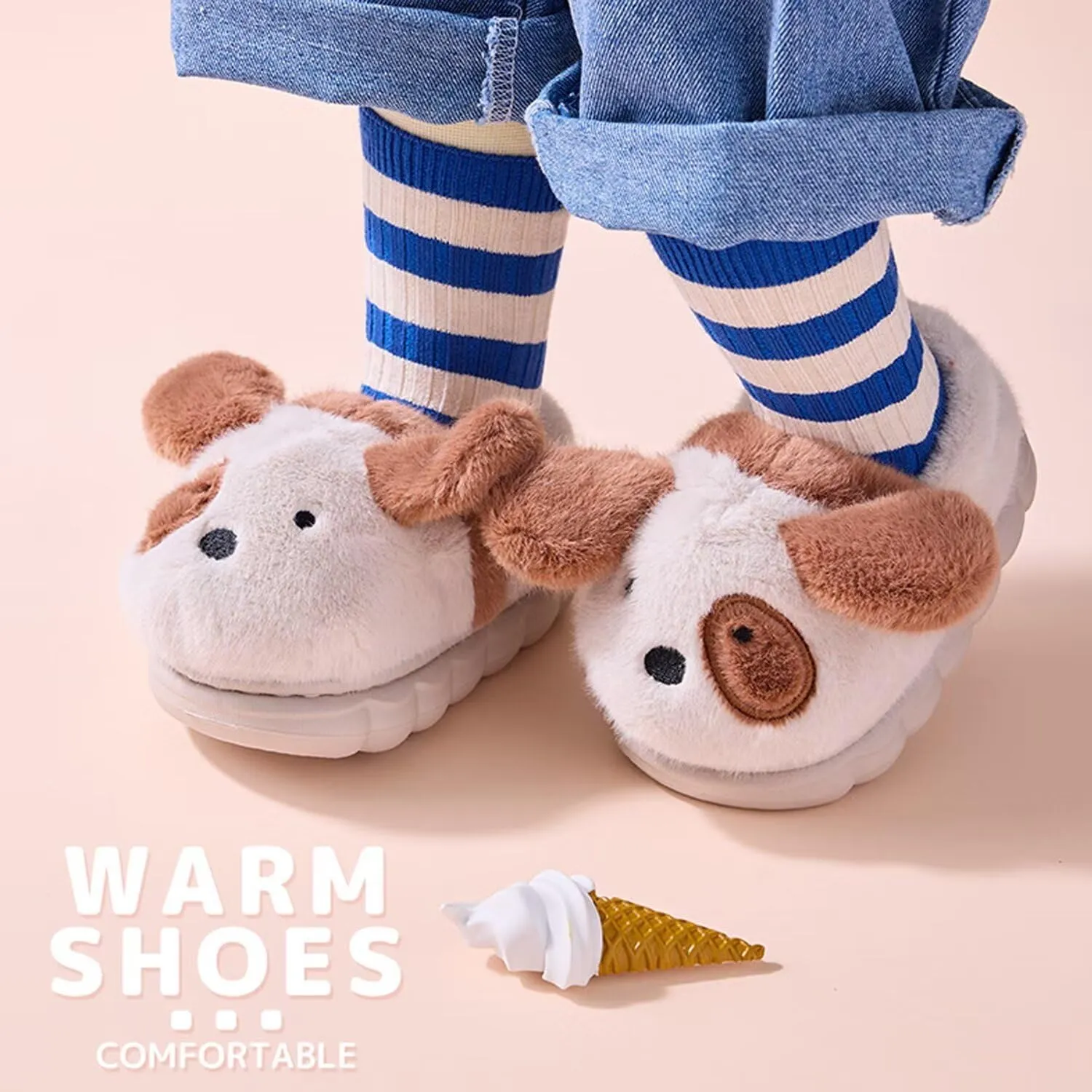 KEYUSHOP Toddler Slippers Boys Girls Kids House Slippers Animal Slippers Bear Bunny Frog Cow Slippers Non-slip Preppy Slippers Warm Winter Fuzzy Slippers Indoor Outdoor House Shoes