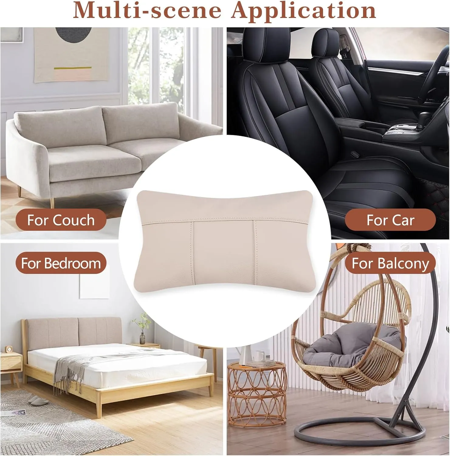 Kidol & Shellder Genuine Leather Pillow Cover 12x20 - Luxury Full Grain Cowhide Pillow Covers for Couch Sofa Bed - Soft Durable Decorative Throw Pillow Covers with Hidden Zipper (Barley Beige)