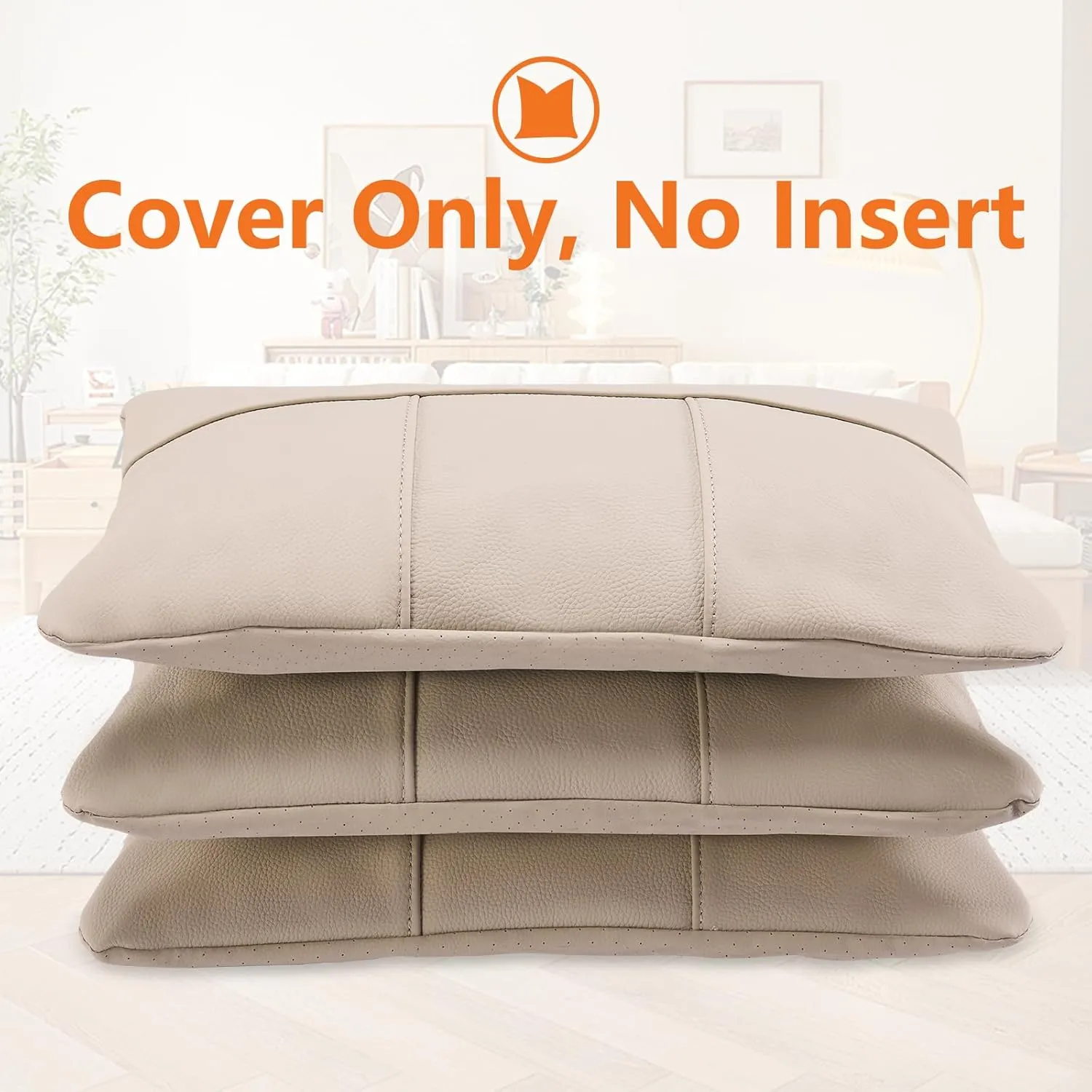 Kidol & Shellder Genuine Leather Pillow Cover 12x20 - Luxury Full Grain Cowhide Pillow Covers for Couch Sofa Bed - Soft Durable Decorative Throw Pillow Covers with Hidden Zipper (Barley Beige)