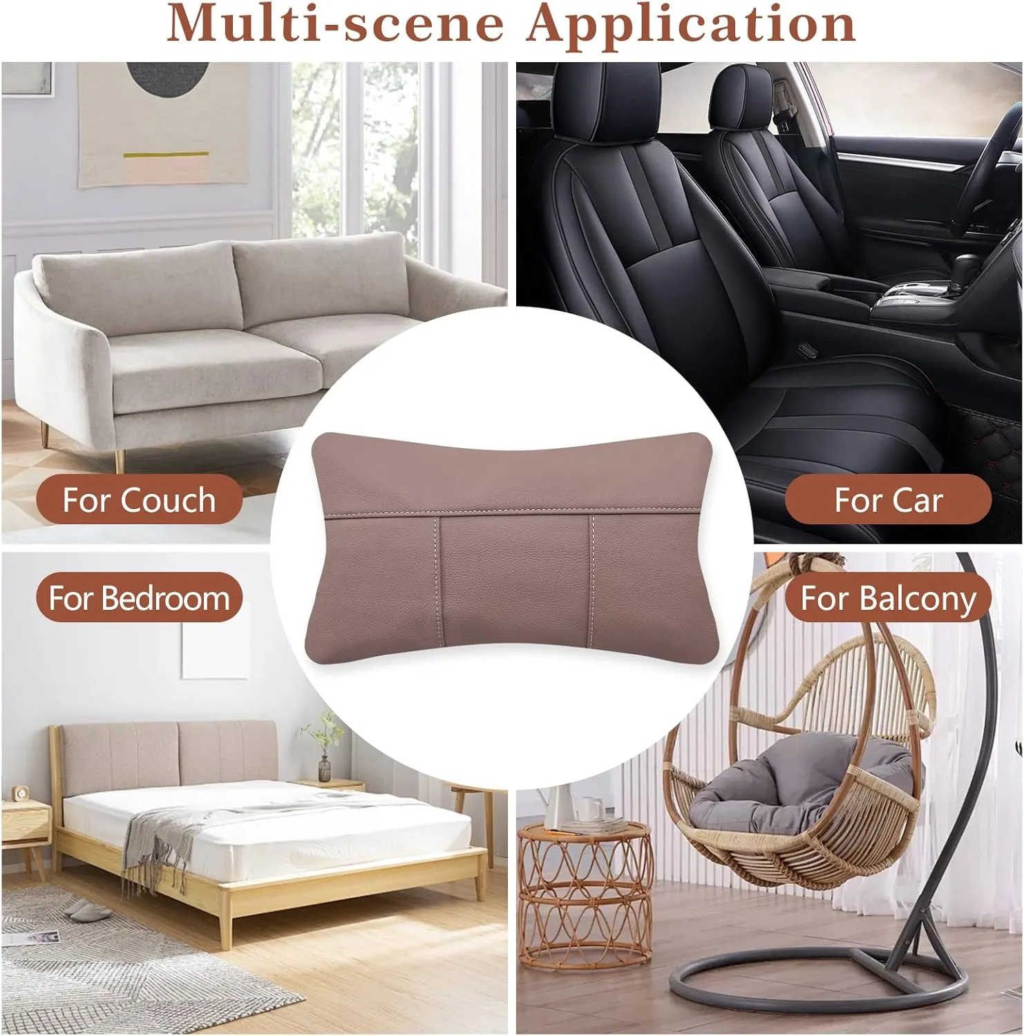 Kidol & Shellder Genuine Leather Pillow Cover 12x20 - Luxury Full Grain Cowhide Pillow Covers for Couch Sofa Bed - Soft Durable Decorative Throw Pillow Covers with Hidden Zipper (Caribe Cocoa)