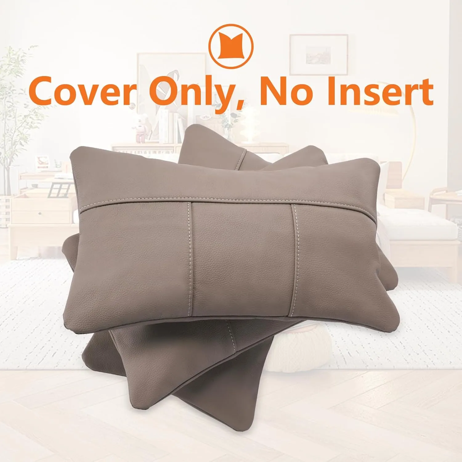 Kidol & Shellder Genuine Leather Pillow Cover 12x20 - Luxury Full Grain Cowhide Pillow Covers for Couch Sofa Bed - Soft Durable Decorative Throw Pillow Covers with Hidden Zipper (Caribe Cocoa)