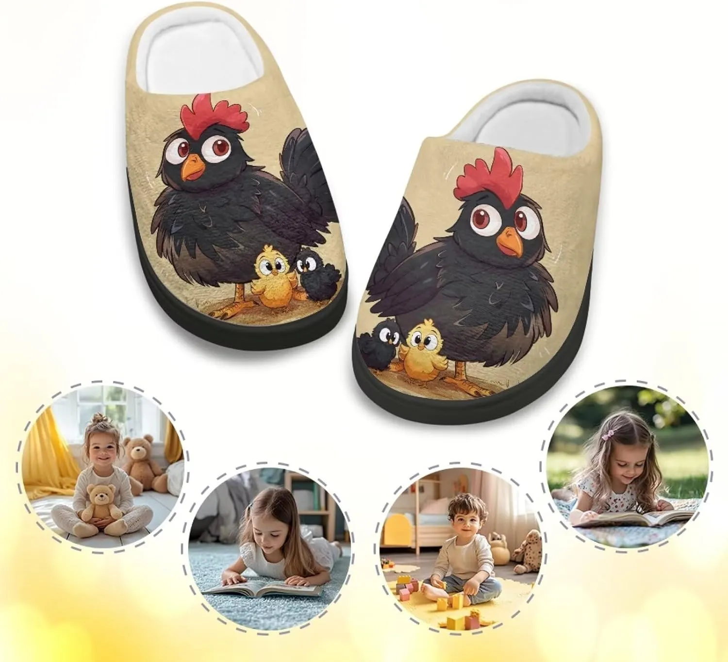 Kids Animal Print Slippers Soft Plush Warm Slippers Lightweight Non Slip Winter Fuzzy Flat Shoes House Shoes for Boys Girls US 9-15