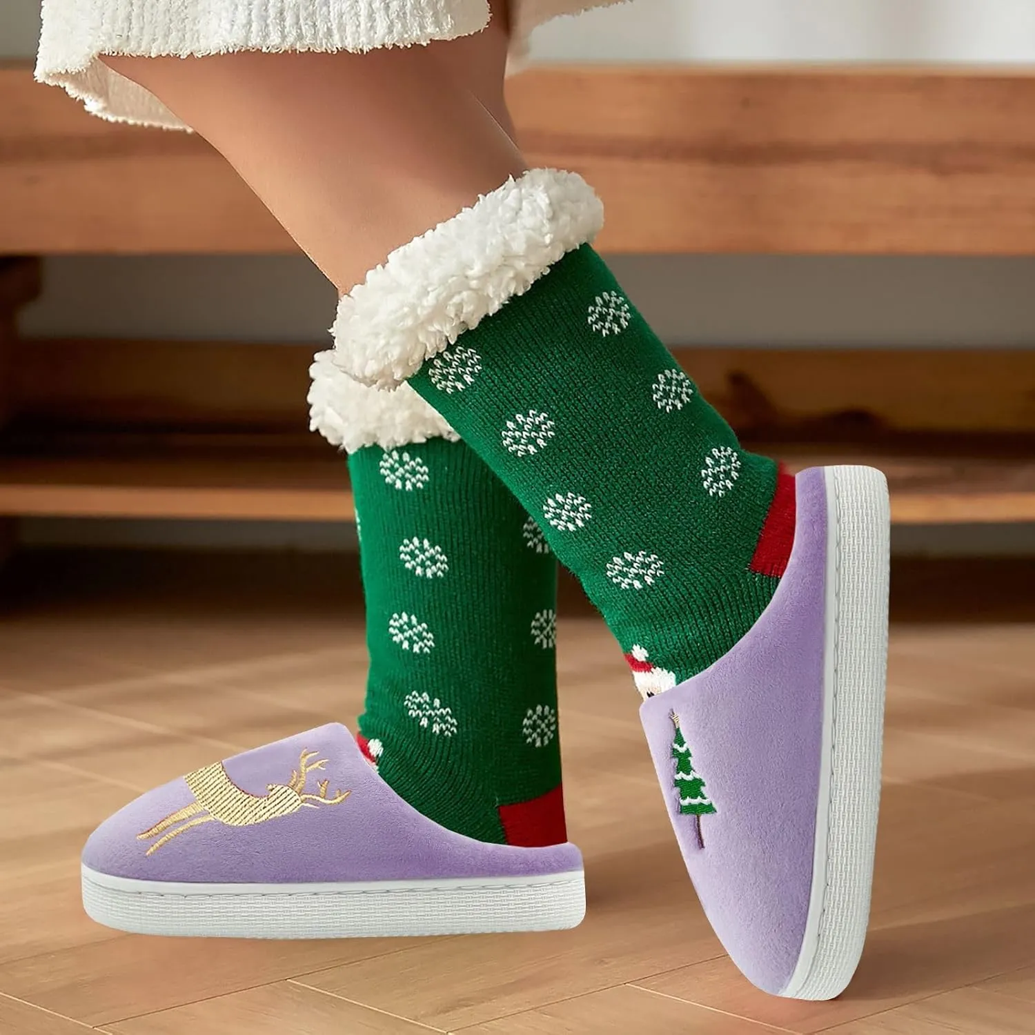 Kids Reindeer Slippers - Soft, Cozy, Non-Slip Indoor Shoes for Toddlers - Christmas Gifts for Boys & Girls