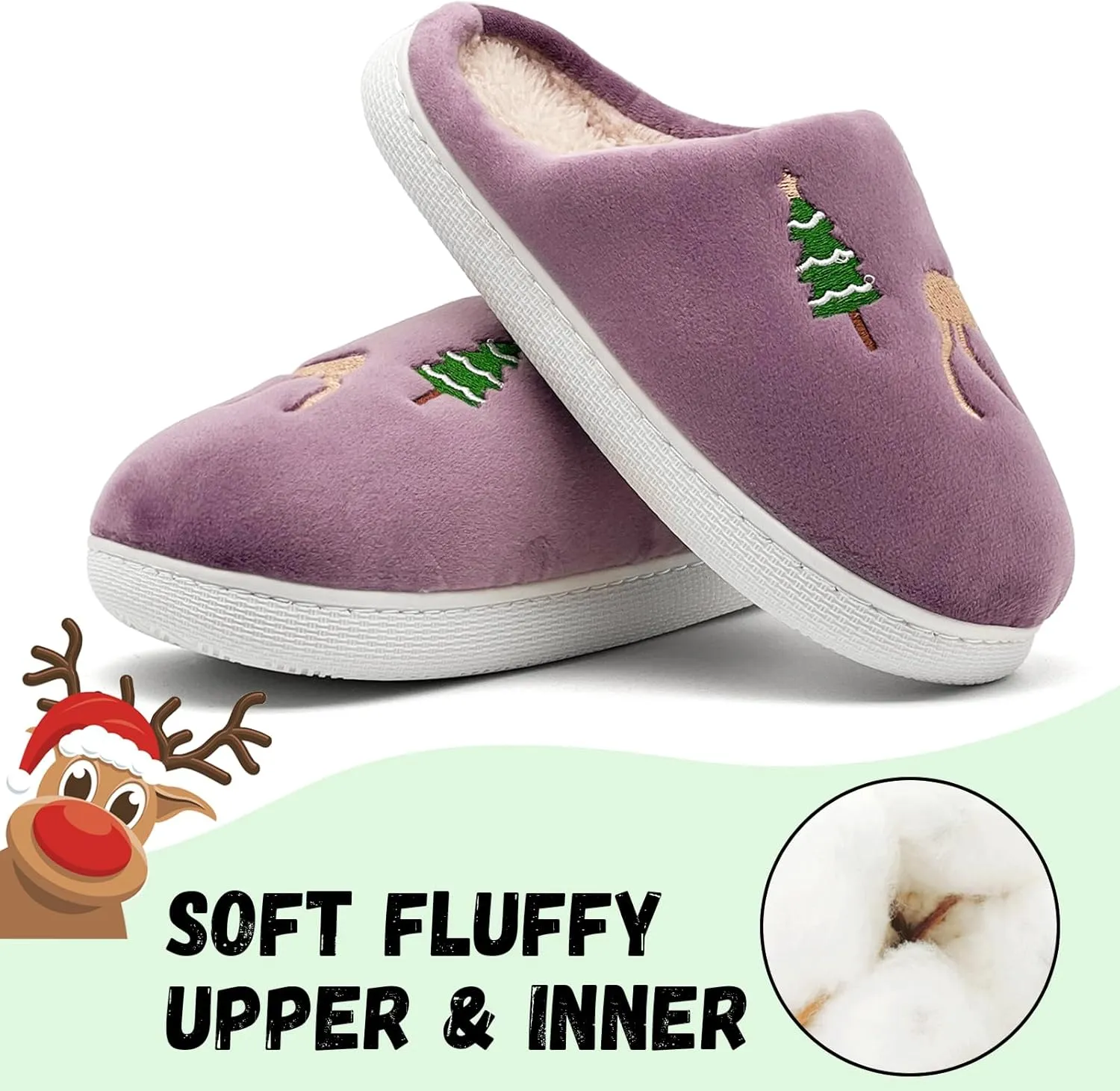 Kids Reindeer Slippers - Soft, Cozy, Non-Slip Indoor Shoes for Toddlers - Christmas Gifts for Boys & Girls