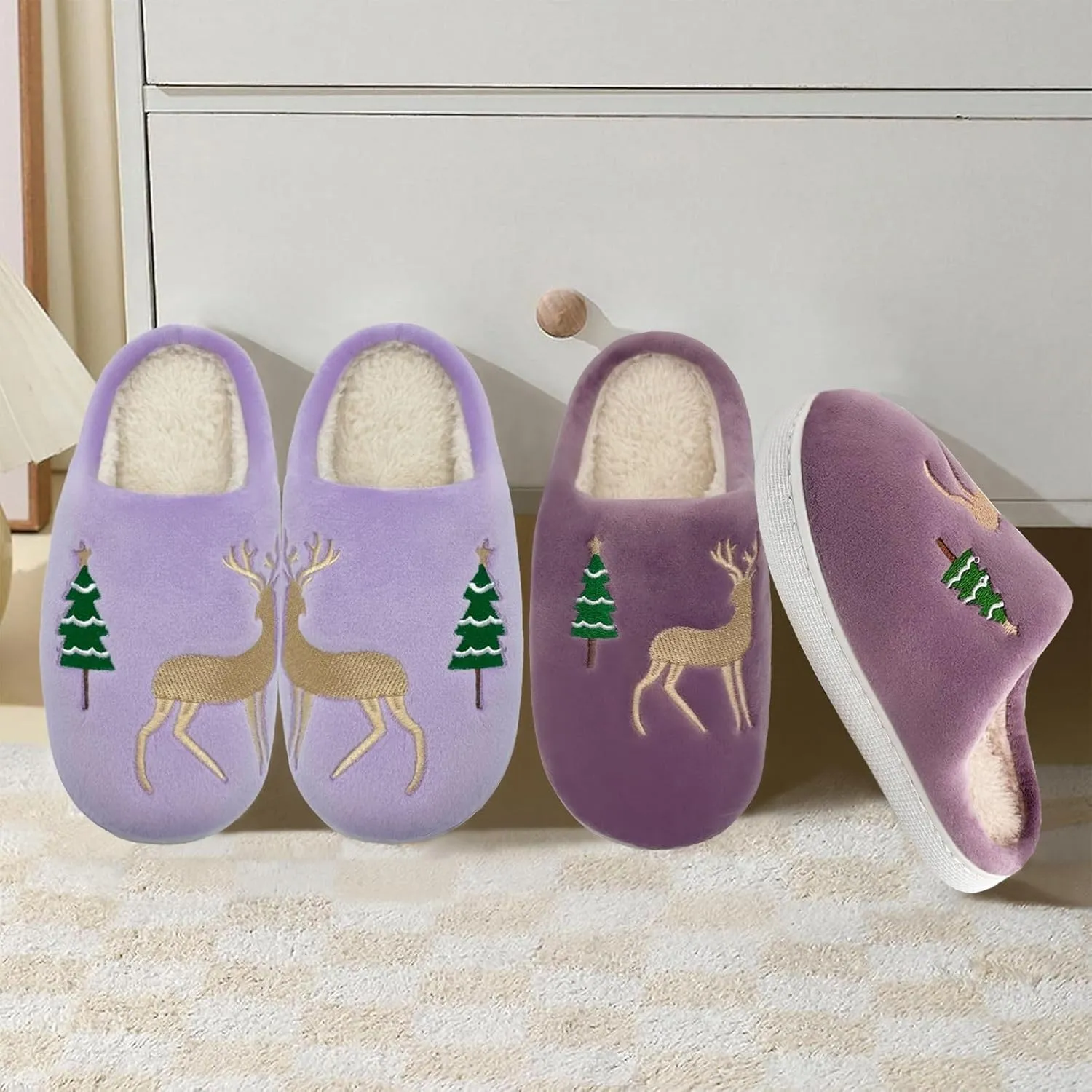 Kids Reindeer Slippers - Soft, Cozy, Non-Slip Indoor Shoes for Toddlers - Christmas Gifts for Boys & Girls