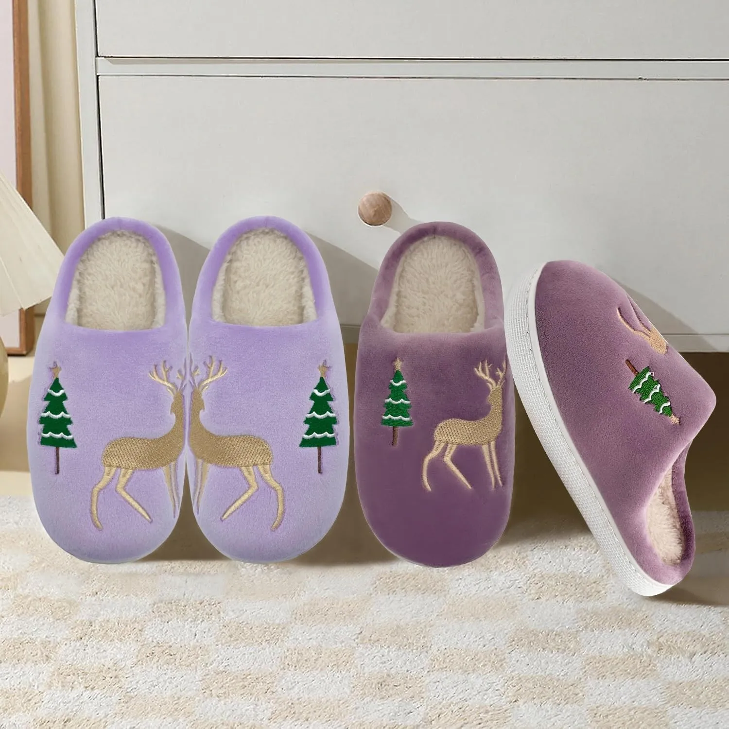 Kids Reindeer Slippers - Soft, Cozy, Non-Slip Indoor Shoes for Toddlers - Christmas Gifts for Boys & Girls