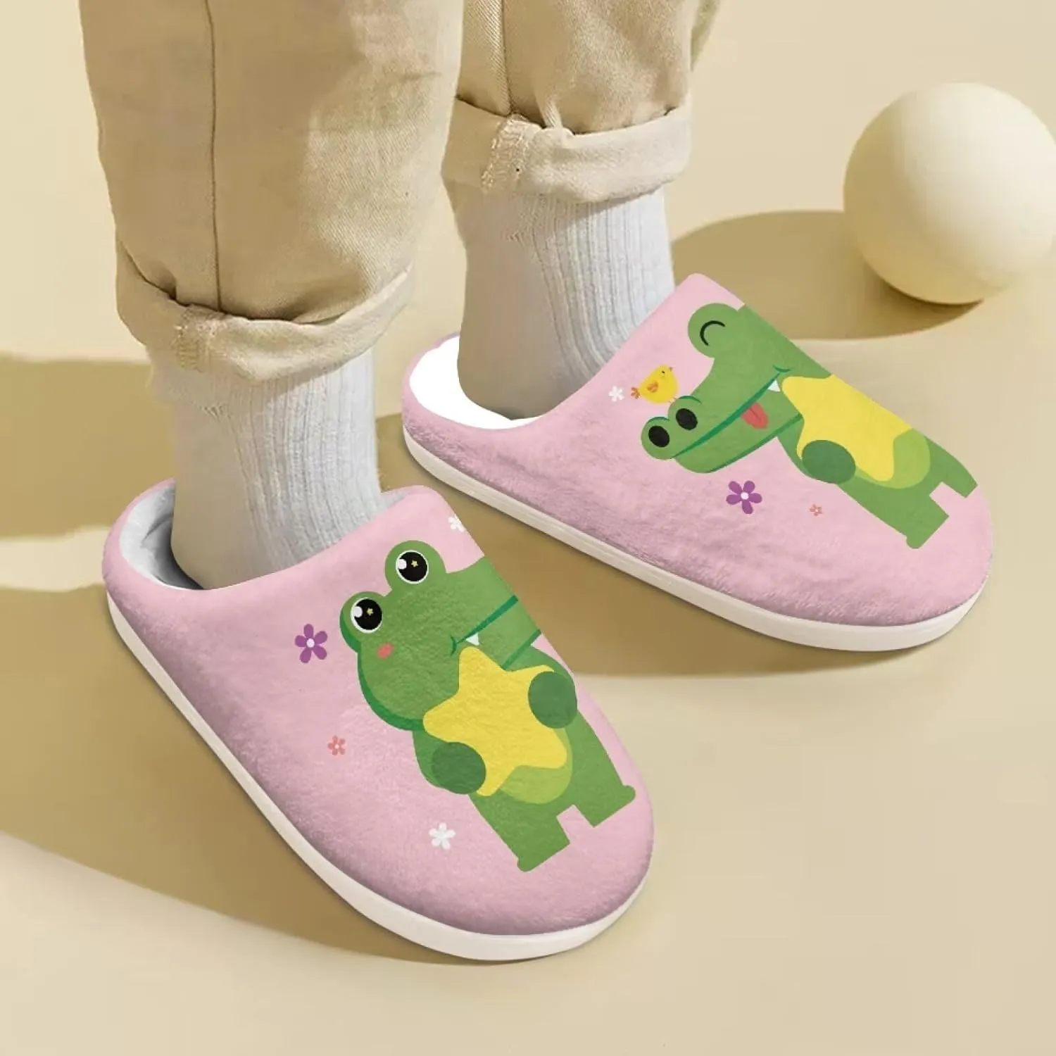 Kids Slippers for Boys Girls, Cute Soft Plush Anti-slip Fluffy Fuzzy House Slippers with Memory Foam for Home Outside