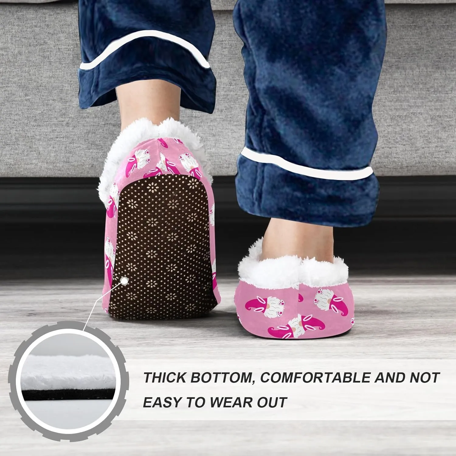 Kids Winter Slippers Easter Day Rabbit Gnomes and Bunny Ears Warm Soft Non Slip House Slippers for Boys Girls Indoor
