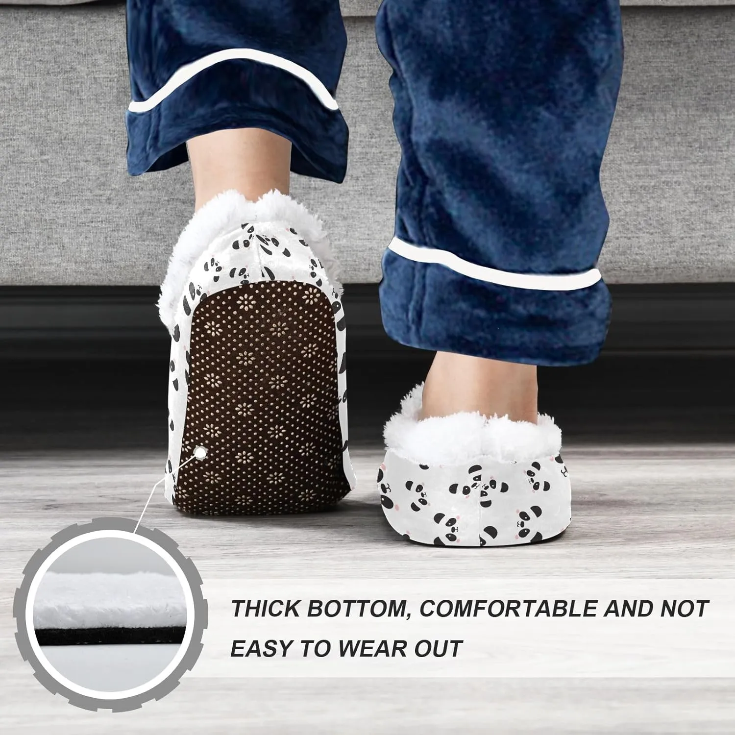 Kids Winter Slippers Panda Face Lovely Cartoon Animal Print Warm Soft Non Slip House Slippers for Boys Girls Indoor