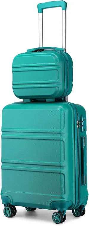 Kono Carry On Luggage Set Lightweight Airline Approved Carry On Suitcase with TSA Lock Spinner Wheels Durable Luggage Hardside Turquoise