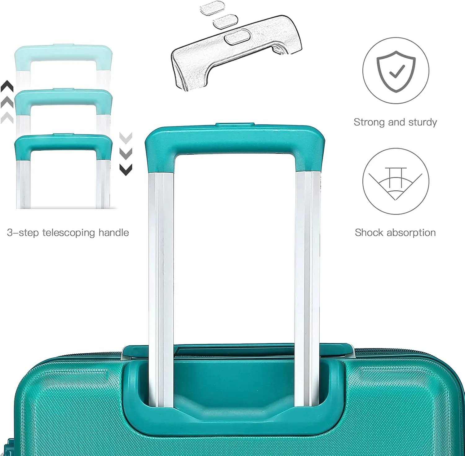 Kono Carry On Luggage Set Lightweight Airline Approved Carry On Suitcase with TSA Lock Spinner Wheels Durable Luggage Hardside Turquoise