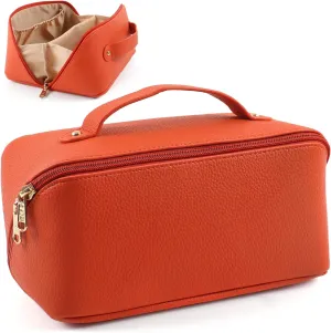 Large Capacity Cosmetic Bag, Travel Cosmetic Storage Bag with Handle, Portable Zipper Cosmetic Bag Toiletry Bag Makeup Bag Large with Compartments for Women Girls