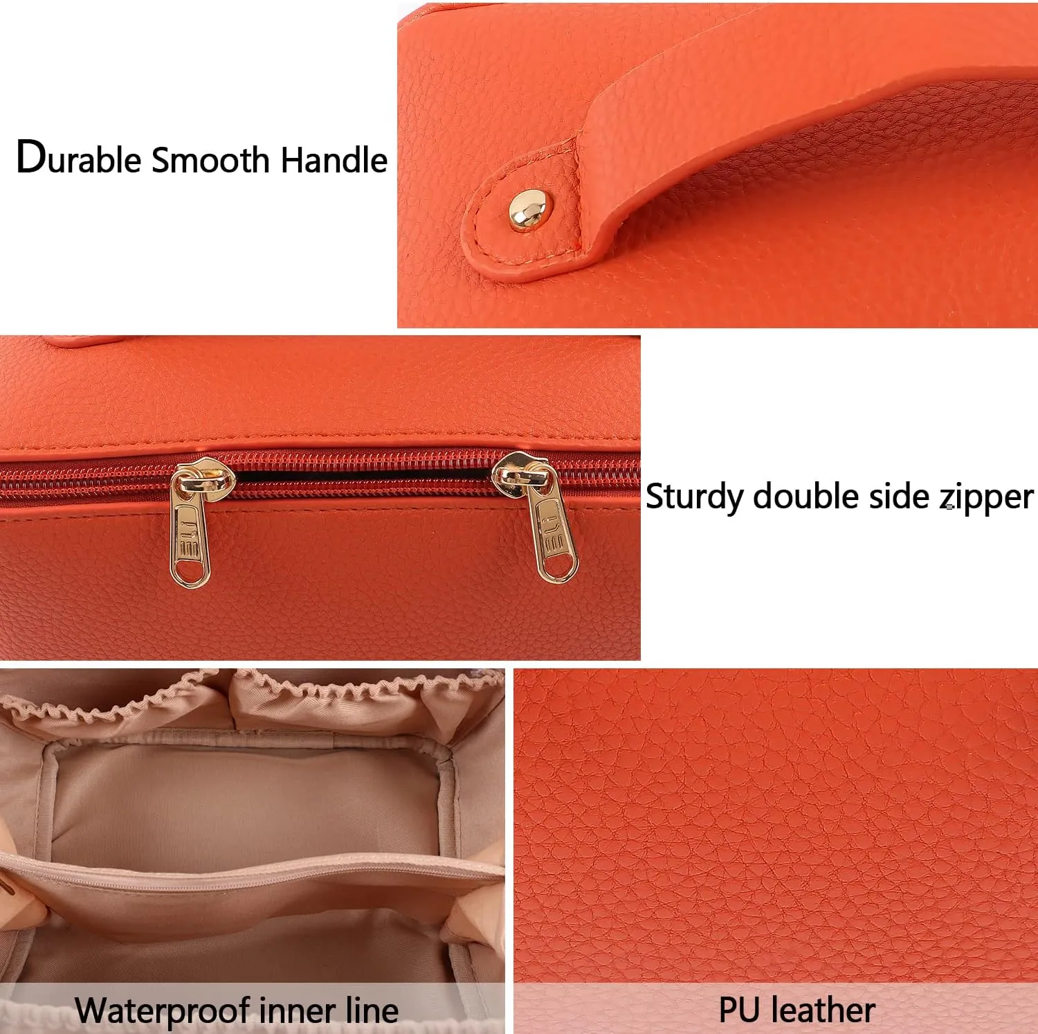 Large Capacity Cosmetic Bag, Travel Cosmetic Storage Bag with Handle, Portable Zipper Cosmetic Bag Toiletry Bag Makeup Bag Large with Compartments for Women Girls