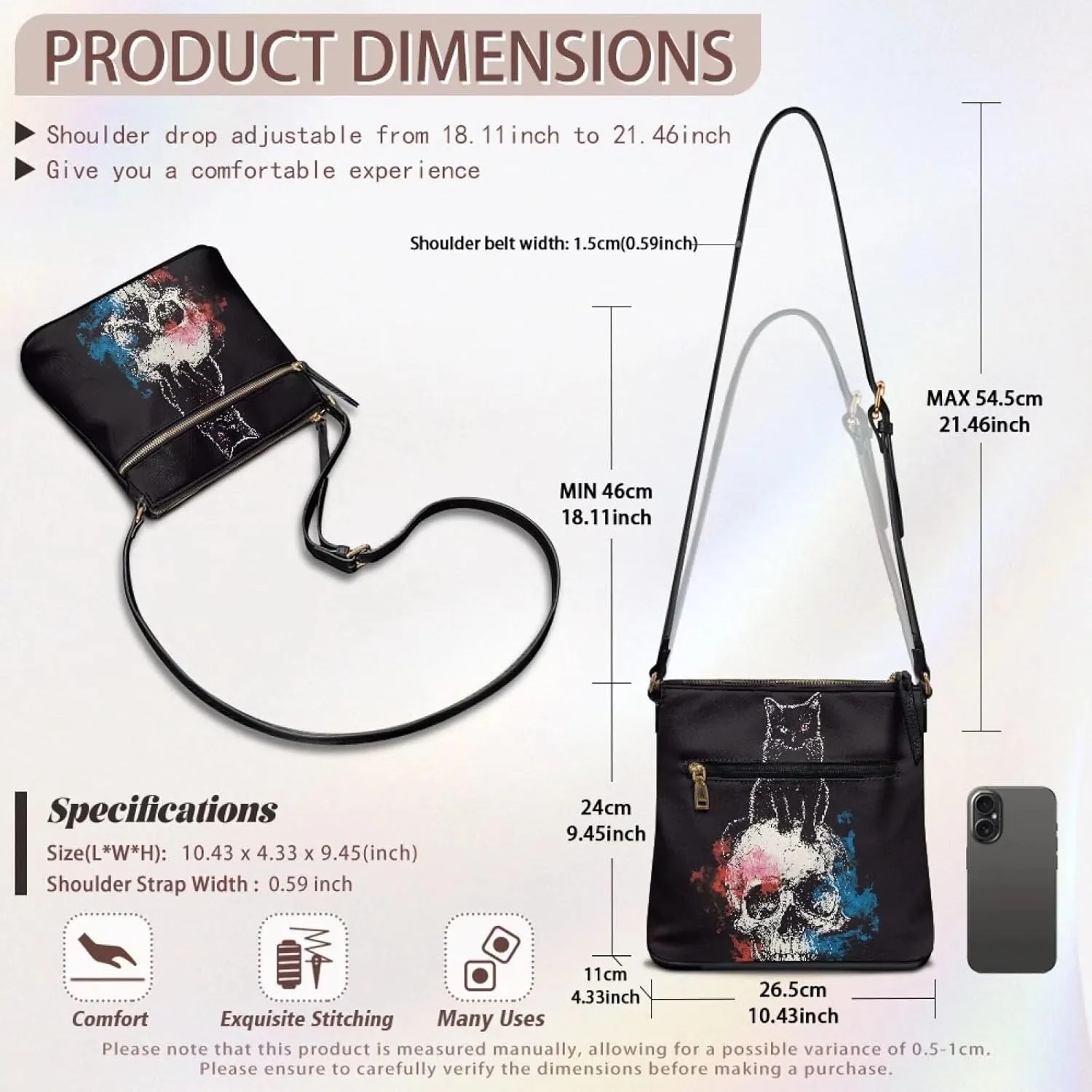 Large Capacity Leather Shoulder Bag with Adjustable Strap for Women