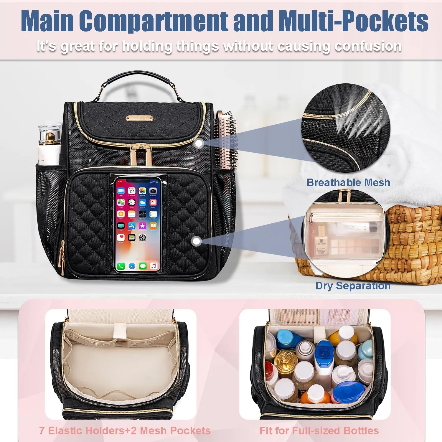 Large Toiletry Bag for Women Men,Portable Shower Caddy For College Dorms,Gym Shower Bag for Women, Quick Dry Hanging Toiletry Bag Bathroom Accessories Bag for Traveling, Camping Essentials