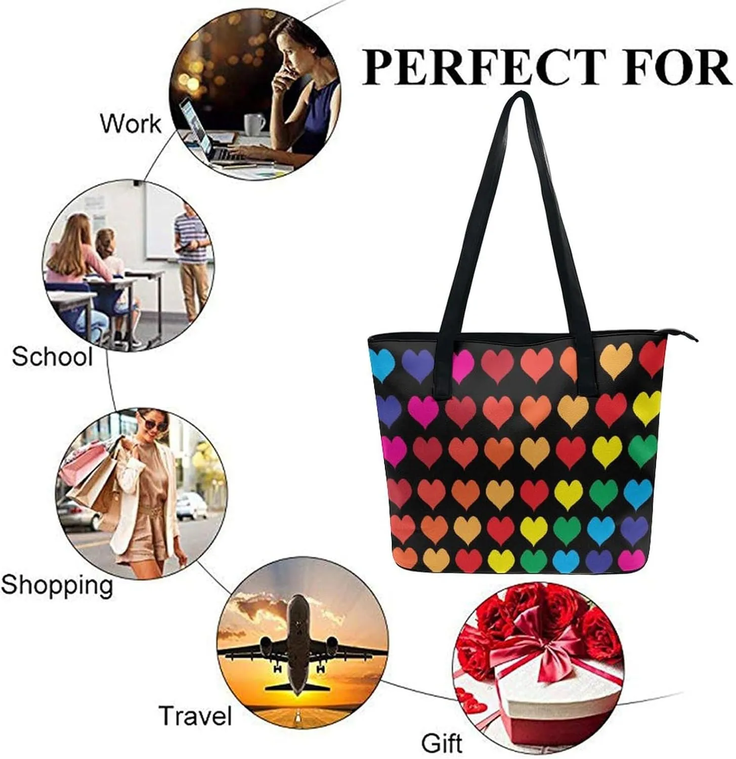 Large Tote Bag Fashion Handbag With Zipper For Women And Men