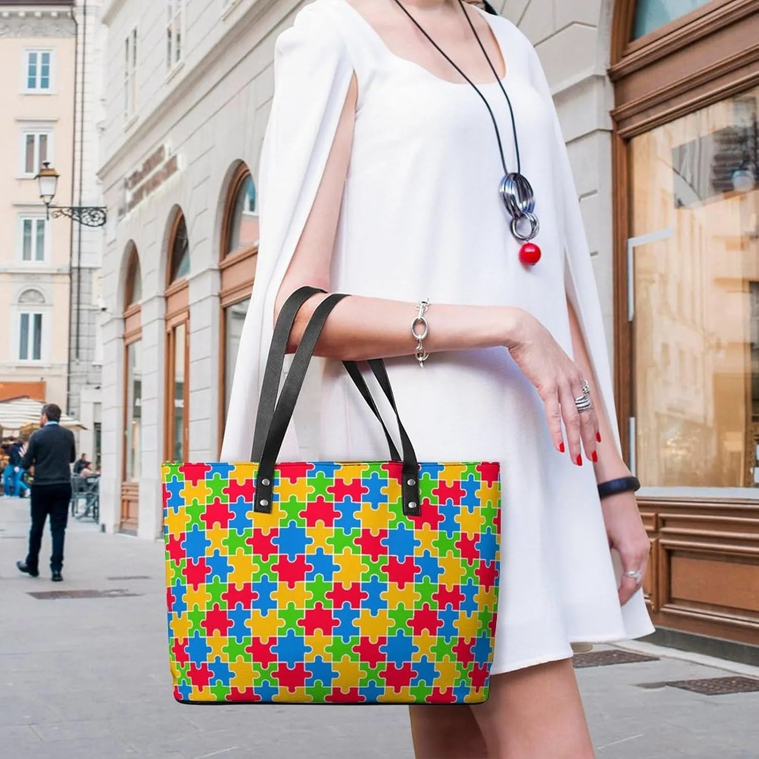 Large Tote Bag Fashion Handbag With Zipper For Women And Men