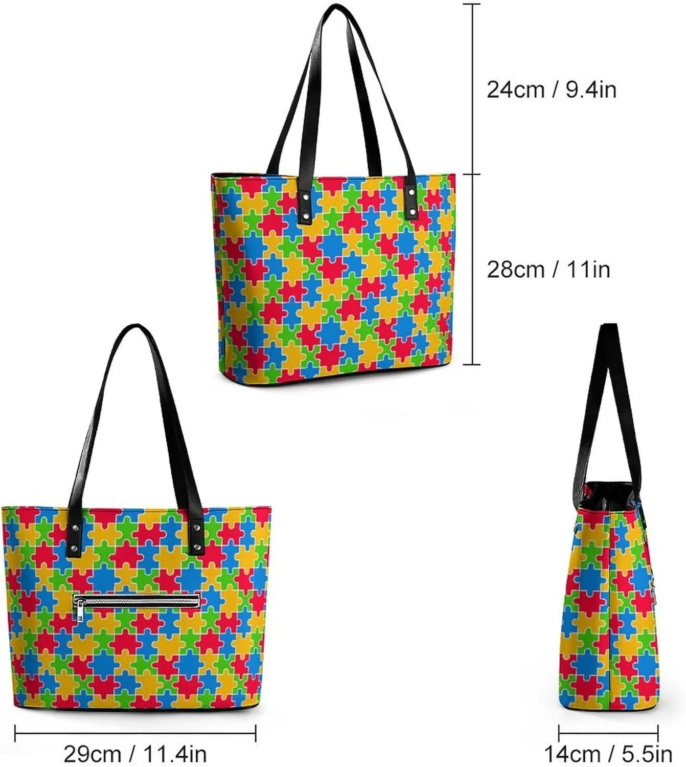 Large Tote Bag Fashion Handbag With Zipper For Women And Men