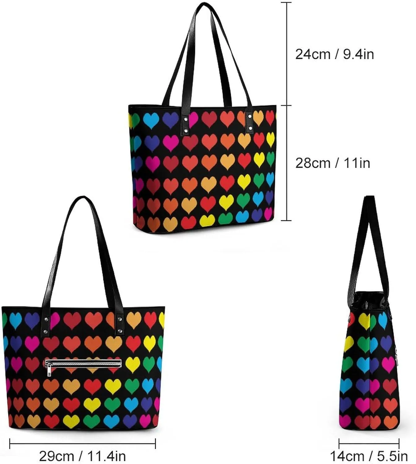 Large Tote Bag Fashion Handbag With Zipper For Women And Men