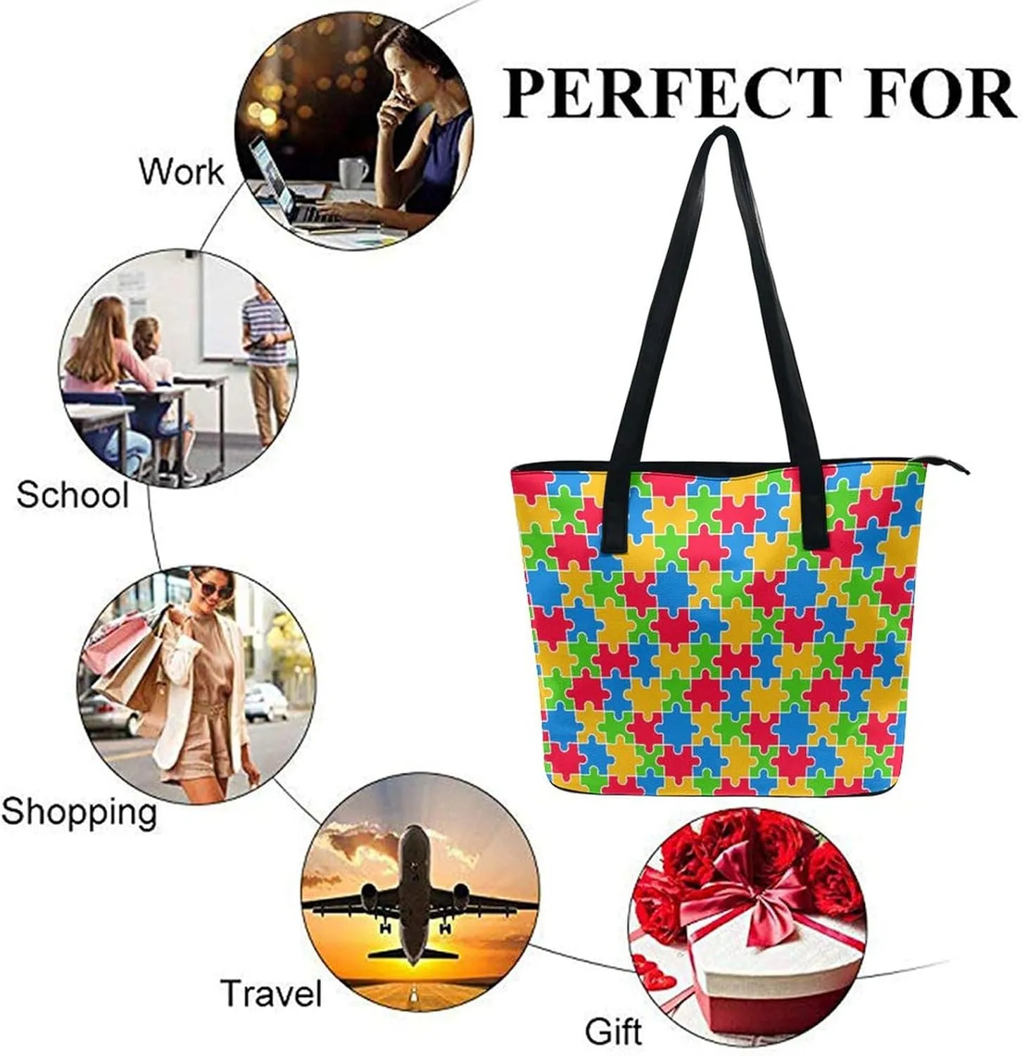 Large Tote Bag Fashion Handbag With Zipper For Women And Men