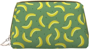 Large Travel Makeup Bag - Yellow ripe bananas Pvc Leather Portable Cosmetic Bags for Women with Zipper, Skincare Bag Makeup Pouch Toiletry Bag for Women