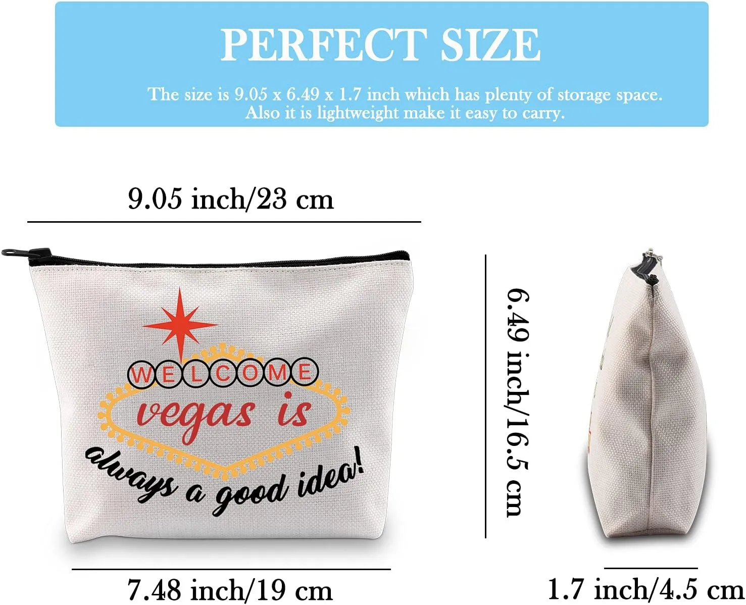 Las Vegas Is Always A Good Idea Travel Vacation Makeup Travel Bag for Women (Las Vegas Is A Good Idea)