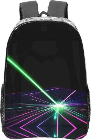 Laser lights print Clear Backpack with Pockets Bookbag, Clear Bookbag for College Work Casual Sport, Black