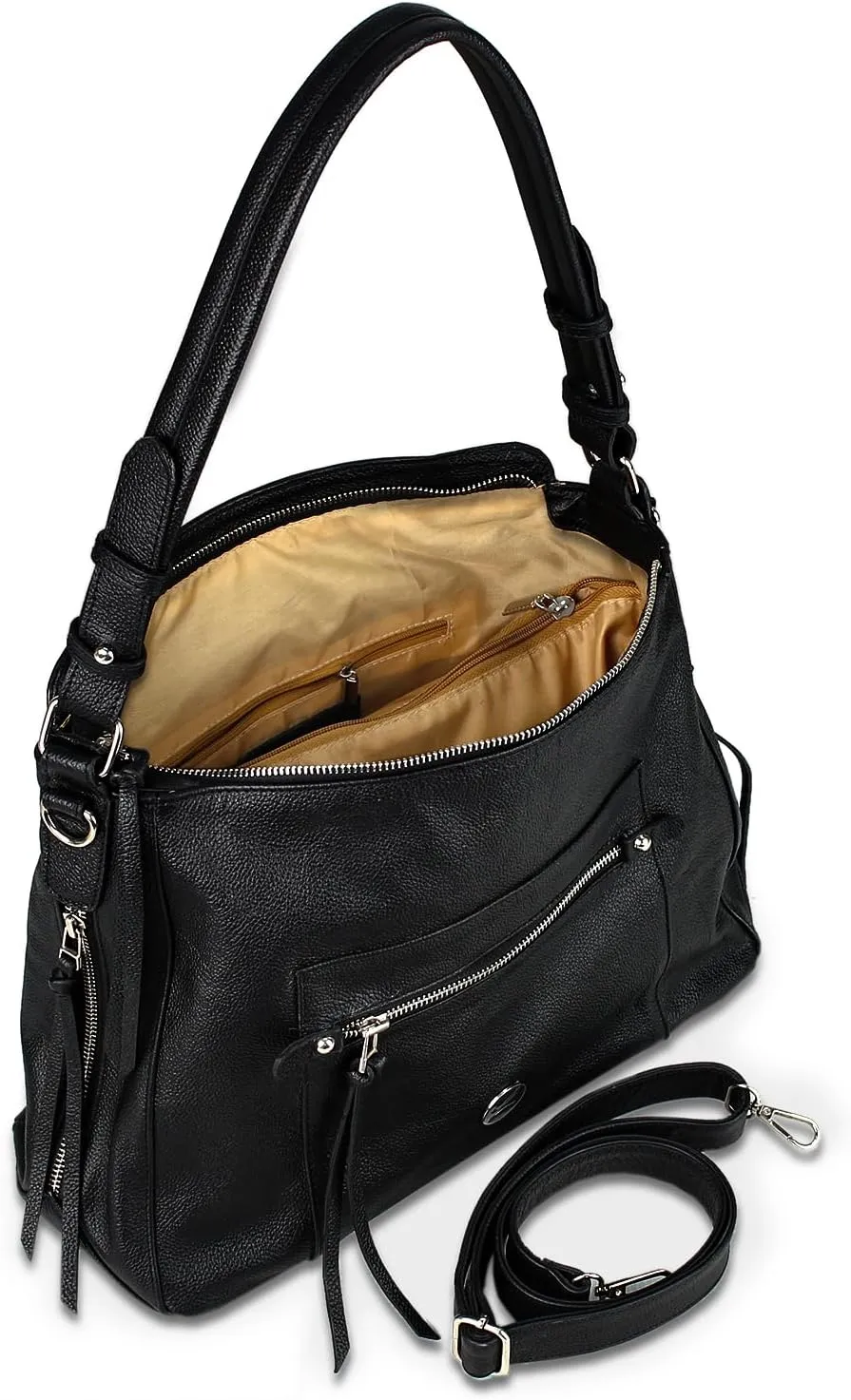 Laverapelle Women's Genuine Leather Crossbody Hobo style Handbag