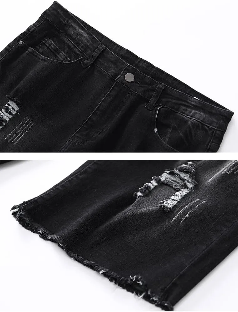 Lavnis Men's Casual Denim Shorts Classic Fit Ripped Distressed Summer Jeans Shorts