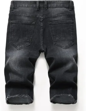 Lavnis Men's Casual Denim Shorts Classic Fit Ripped Distressed Summer Jeans Shorts
