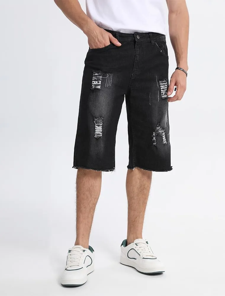 Lavnis Men's Casual Denim Shorts Classic Fit Ripped Distressed Summer Jeans Shorts