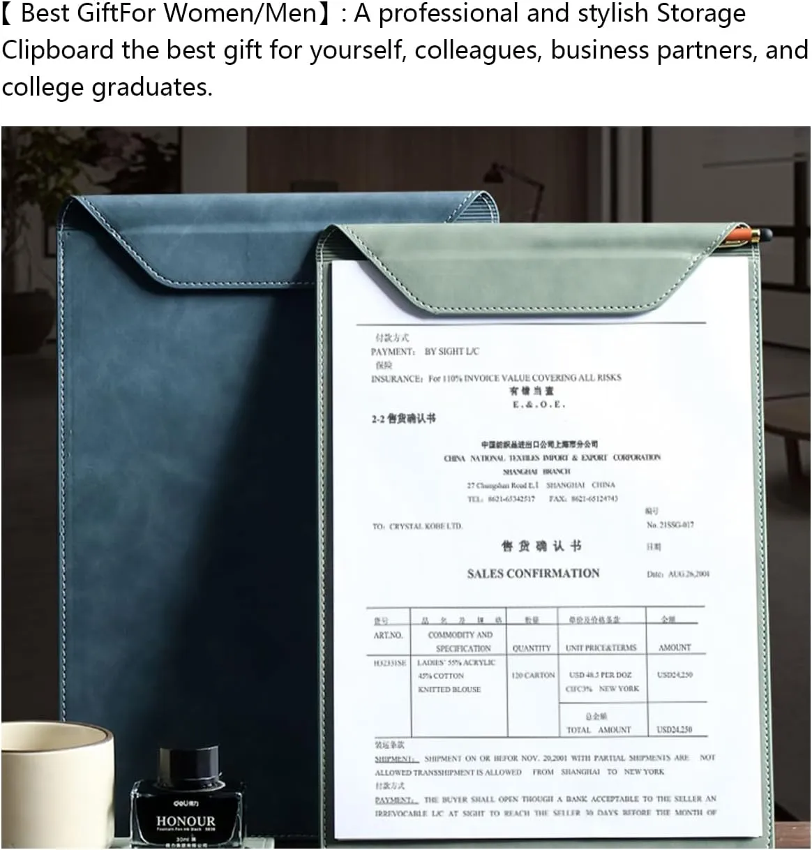 Leather Clipboard Folder, Binder Clipboard, Business Portfolio with Pen Holder, A4 File & Document Sleeve