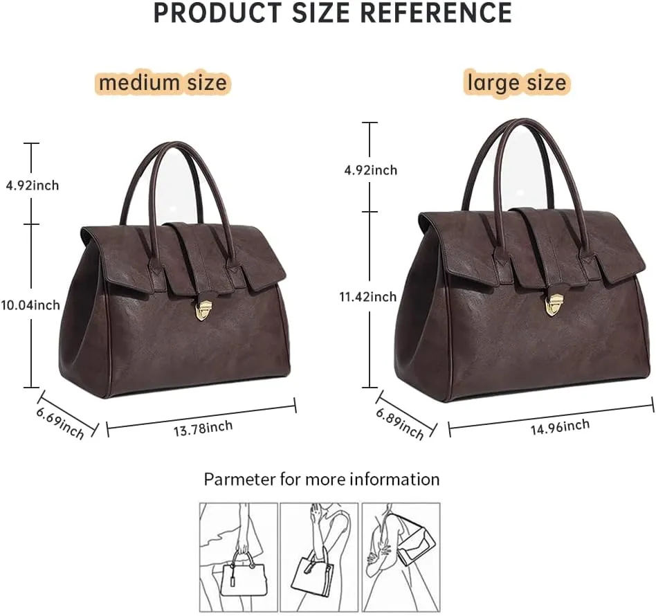 Leather Tote Bag for Women,Luxury Designer Handbags Large Capacity Work Tote Bag Trendy Clutch Purse With Top-handle