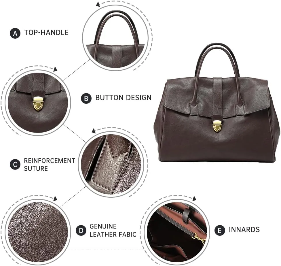 Leather Tote Bag for Women,Luxury Designer Handbags Large Capacity Work Tote Bag Trendy Clutch Purse With Top-handle