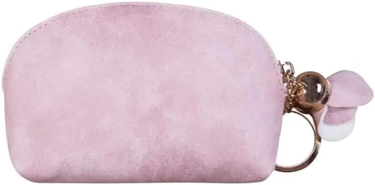 Leather Wallet Pu Leather Women's Wallet Fashion Mini Zipper Purse Clutch Large Capacity Retro Coin Pocket Women's Gift Large Capacity (Pink,7.5x11.8cm)