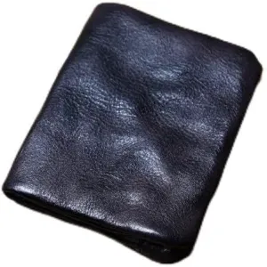 Leather Wallet Pu Leather Women's Wallet Retro Short Zipper Purse Clutch for Girls Large Capacity Fashion Coin Pocket Card Holder Large Capacity (Bk,9.5x11.5cm)