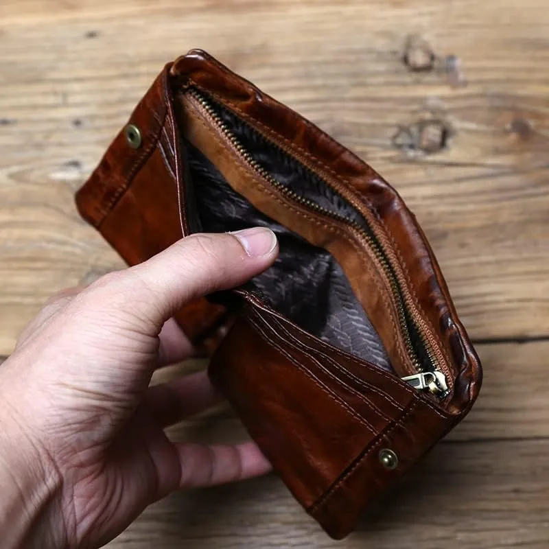 Leather Wallet Pu Leather Women's Wallet Retro Short Zipper Purse Clutch for Girls Large Capacity Fashion Coin Pocket Card Holder Large Capacity (Bk,9.5x11.5cm)
