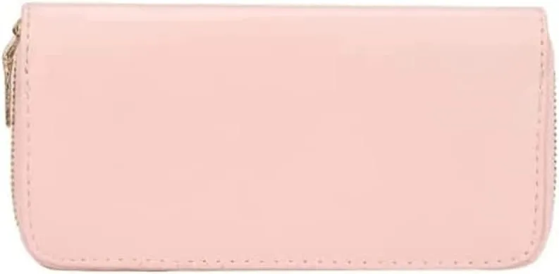 Leather Wallet Women's Pu Leather Wallet Fashion Solid Long Zipper Purse Clutch for Girls Ladies Large Capacity Coin Pocket Clutch Large Capacity (Pk,9.5x19cm)