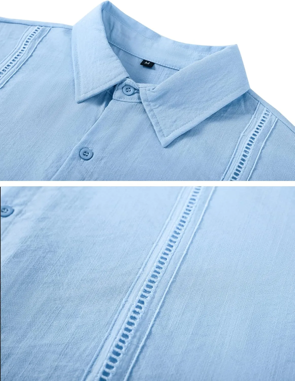 LecGee Linen Sets For Men Button Down Cuban Guayabera Shirt Shorts Set 2 Piece Linen Outfits