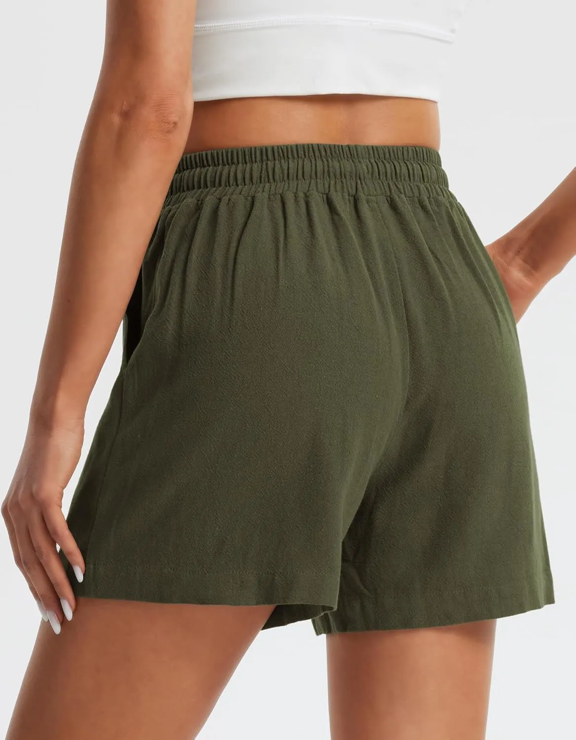 Libin Shorts for Women Linen Shorts High Waisted Lightweight Casual Summer Drawstring Beach Vacation Outfit