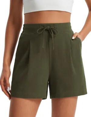Libin Shorts for Women Linen Shorts High Waisted Lightweight Casual Summer Drawstring Beach Vacation Outfit