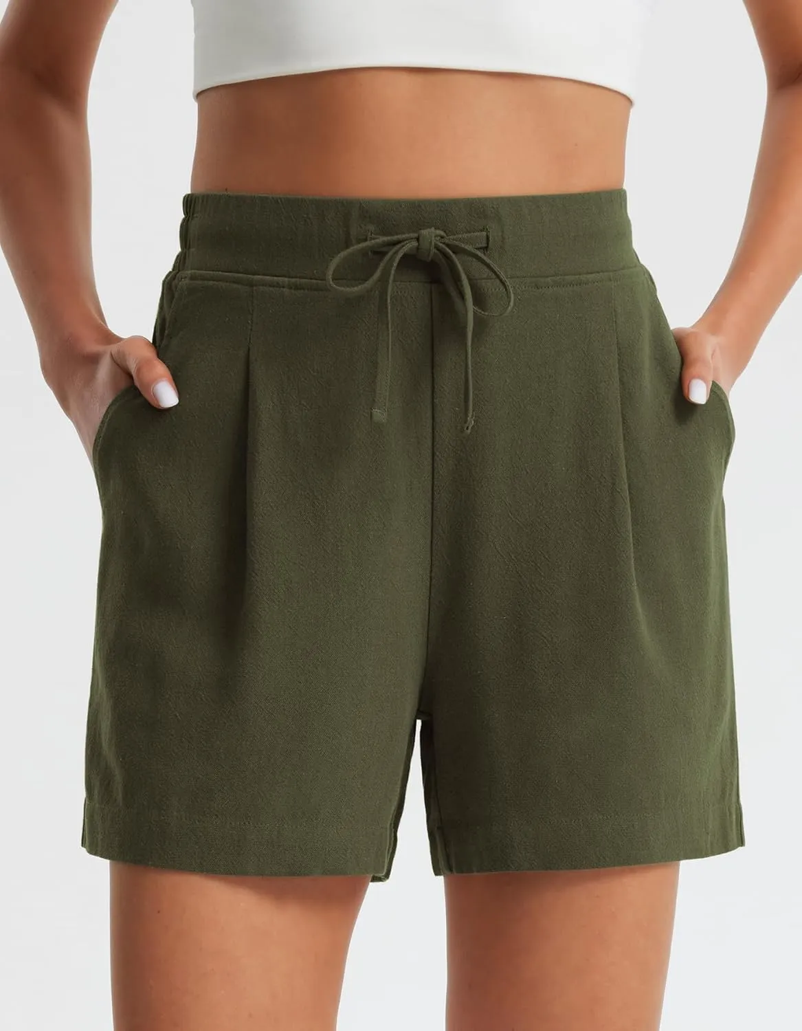 Libin Shorts for Women Linen Shorts High Waisted Lightweight Casual Summer Drawstring Beach Vacation Outfit