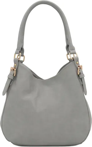 Lightweight 3 Compartment Faux Leather Medium Hobo Bag