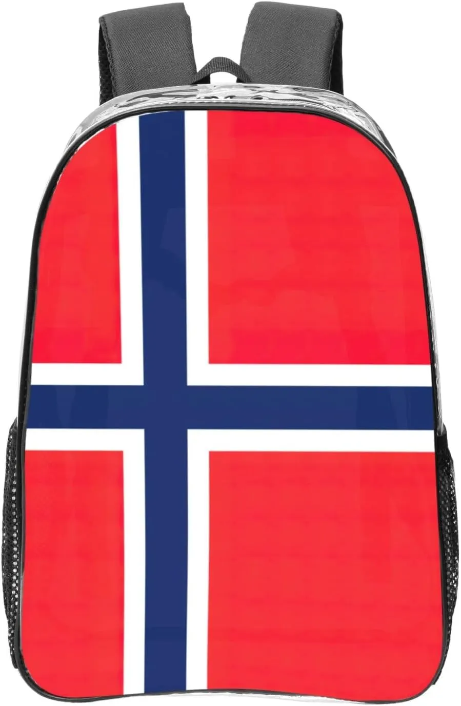 LimPac Norwegian Flag Clear Backpack Stadium Events Approved Transparent Pvc Bookbag For Concert Work College