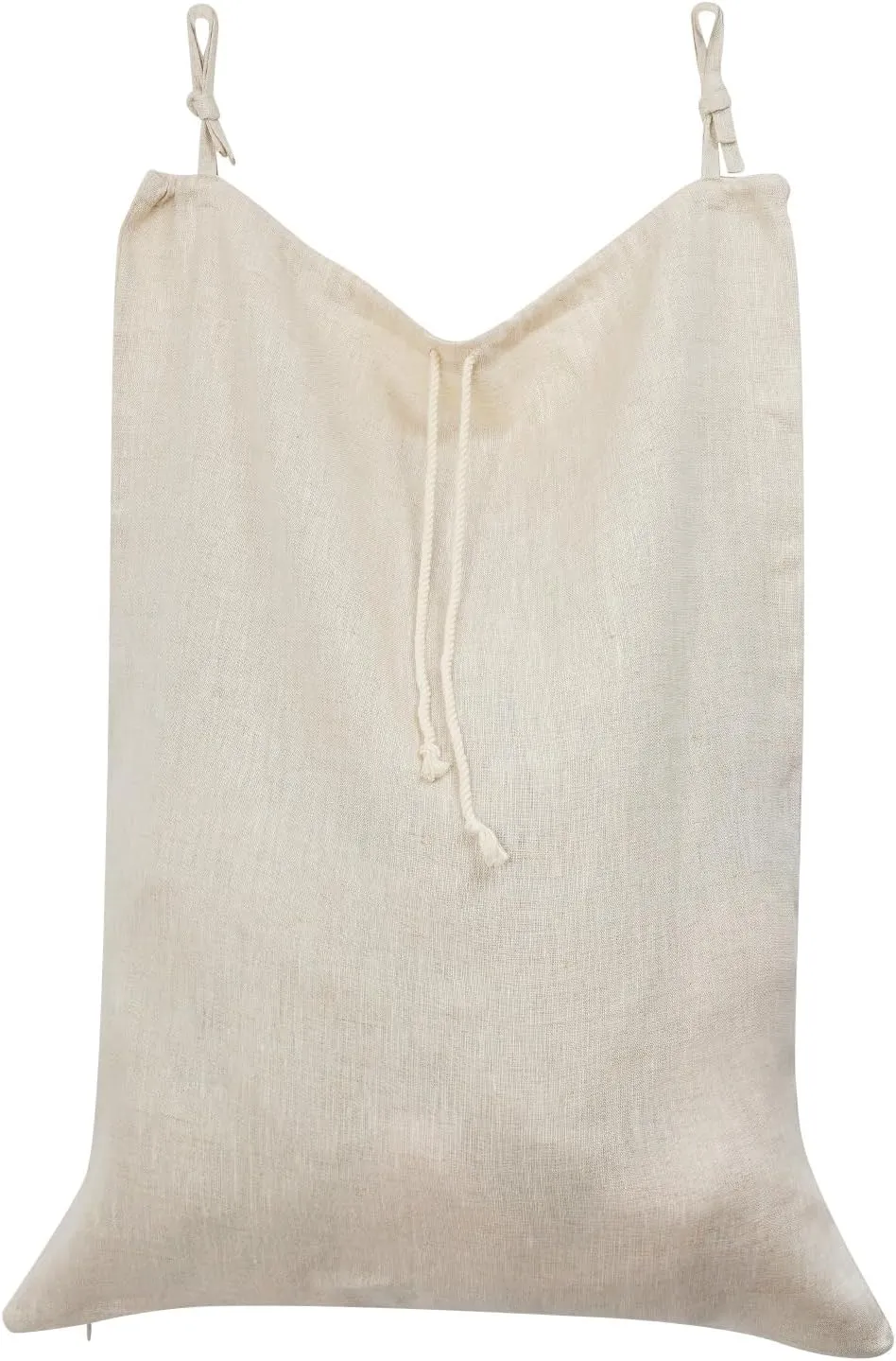 Linen Hanging Laundry Bag, Over The Door Laundry Hamper for Dirty Clothes, Drawstring Closure with Bottom Zipper, Linen